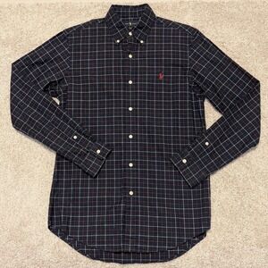 Super Soft Ralph Lauren Custom Fit Plaid Button Down Shirt Men S Navy Red White